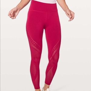 LULULEMON Reveal Tight Interconnect Ruby Red Pants 8